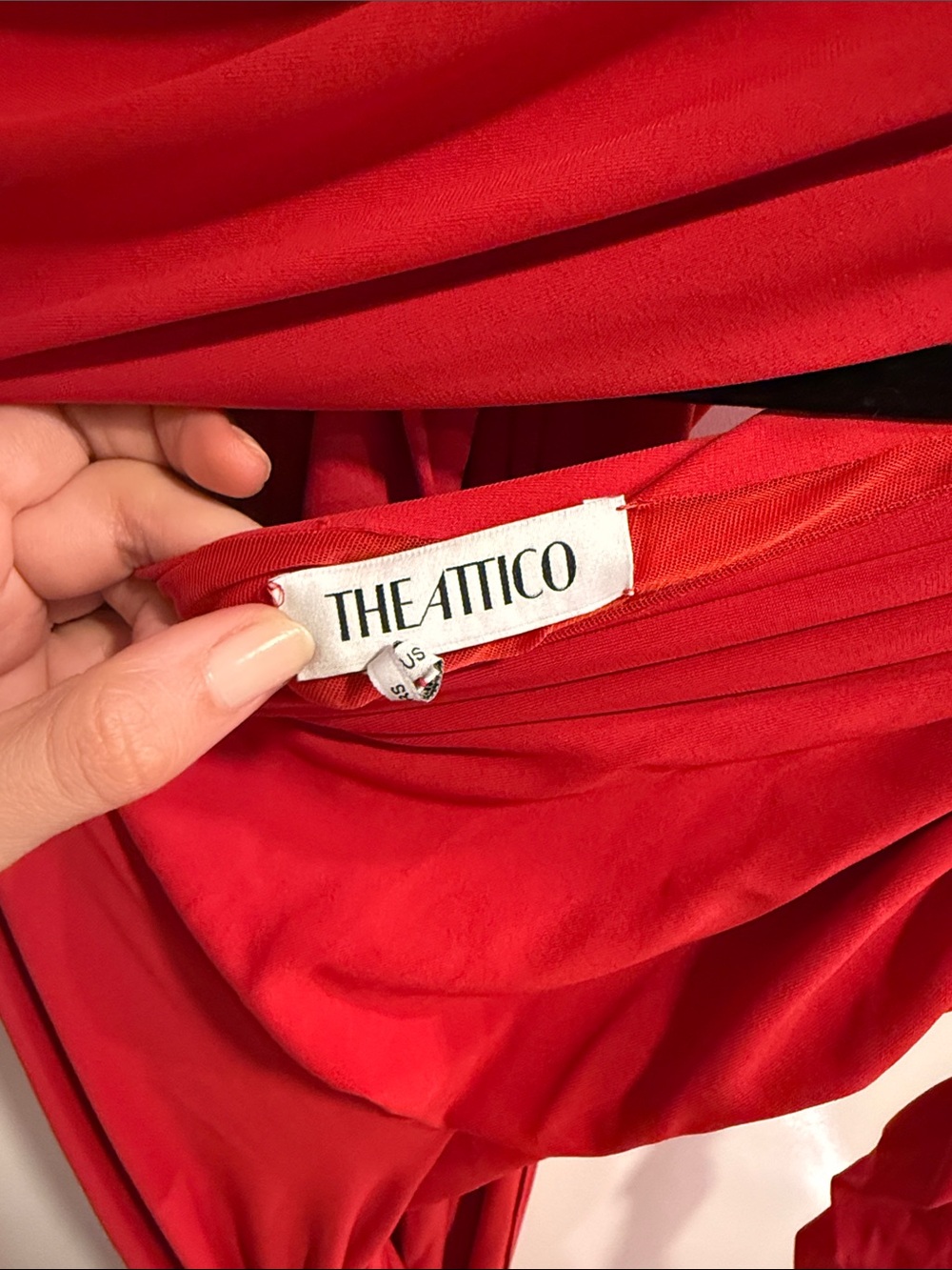The Attico Red Draped Long-Sleeve Twist Dress - Picture 3 of 6